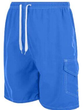 Men Swim Shorts, Swimming Trunks, 3 Pocket Cargo Swimwear, Blue